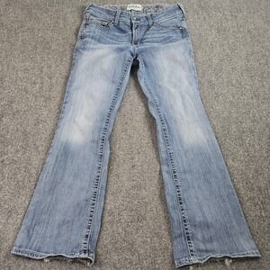 Ariat Bootcut Jeans 32R Light Wash Whiskered Distressed Hem Workwear Stretch